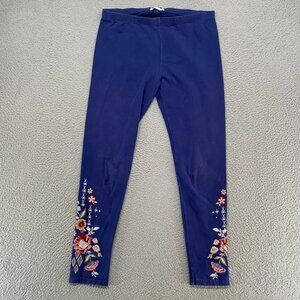 New Johnny Was Embroidered blue floral leggings (M)